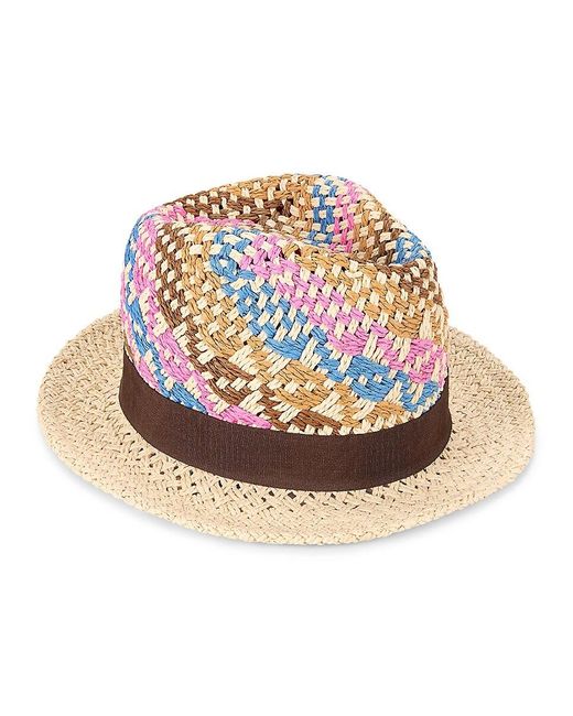 La Fiorentina White Woven Straw Fedora Hat