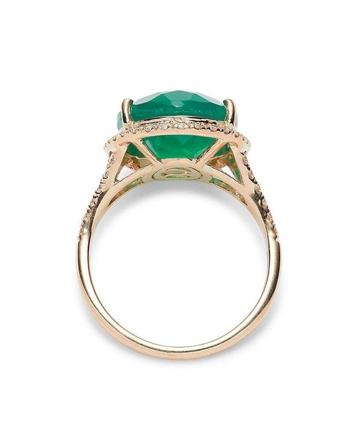 Effy 14k Yellow Gold & Diamond, Green Onyx Ring