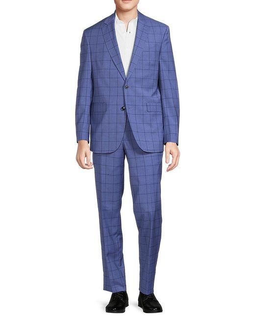 Ted Baker Jarrow Windowpane Wool Suit in Blue for Men | Lyst