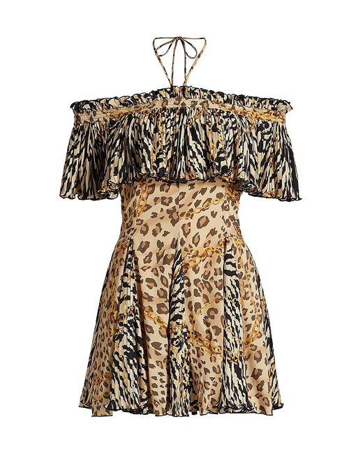 Ronny Kobo Multicolor Esmi Leopard Off-The-Shoulder Minidress