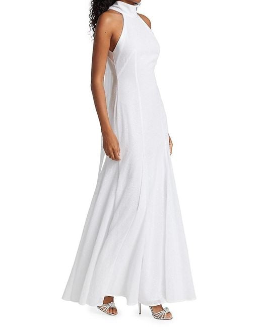 Galvan White Fortaleza Halterneck Gown