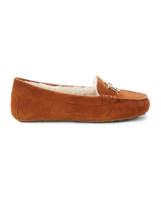 MICHAEL Michael Kors Brown Molly Faux Fur-lined Suede Loafers