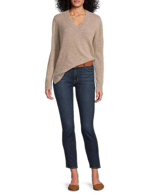 Saks Fifth Avenue Black High-Low Hem 100% Cashmere Sweater