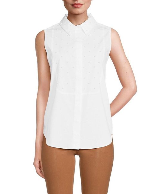 Karl Lagerfeld White Faux Pearl Collared Shirt