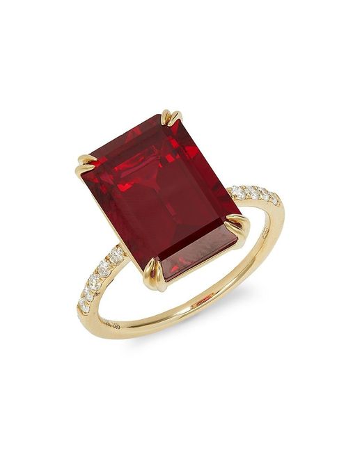 Effy Red 14k Yellow Gold, Lab Grown Ruby & Lab Grown Diamond Ring