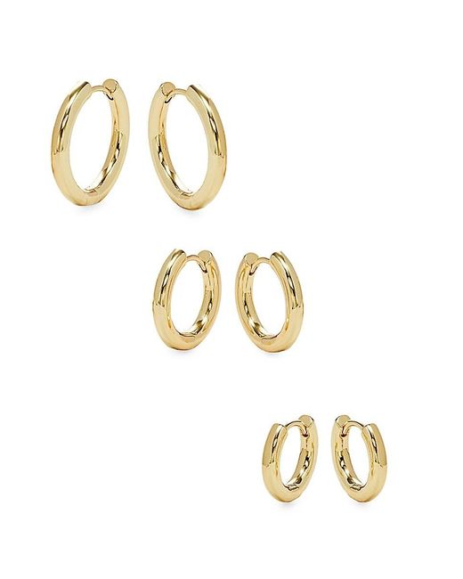 Shashi Metallic 3-Piece 14K Goldplated Tube Hoop Earring Set
