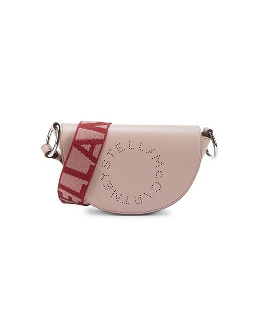 Stella McCartney Pink Logo Half Moon Vegan Leather Shoulder Bag