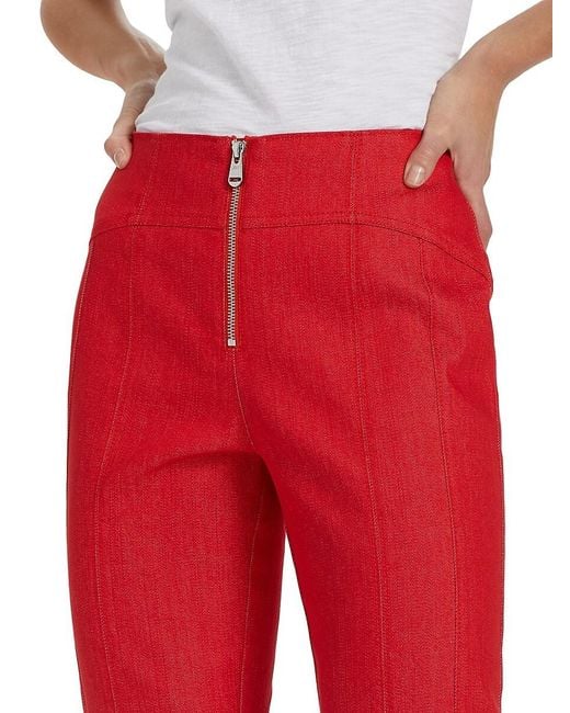 Cinq À Sept Red Loren Front-Zip Crop Pants