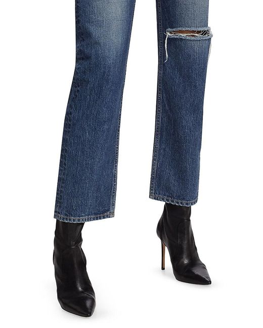 Moussy Blue Widstoe High-Rise Distressed Straight-Leg Jeans