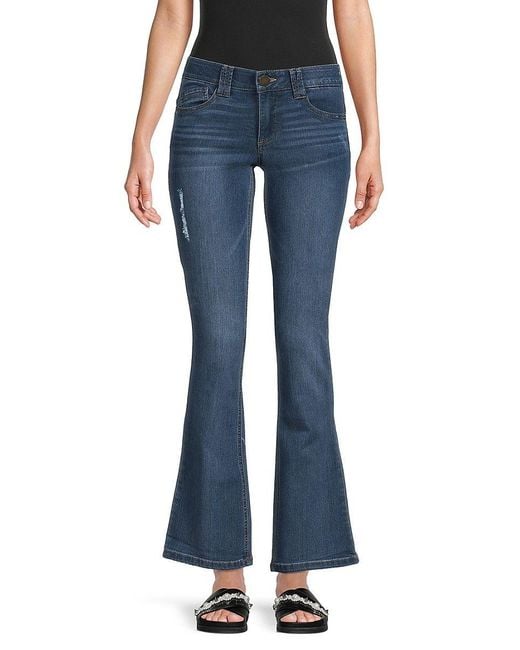 Democracy Denim Ab Tech Mid Rise Flare Jeans in Blue | Lyst