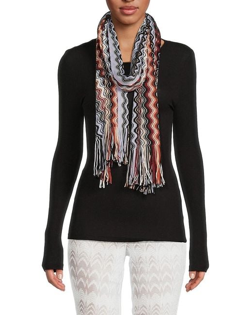 Missoni Black Pattern Wool Blend Scarf