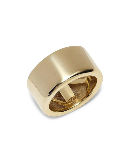 Saks Fifth Avenue White 14k Yellow Gold Wide Band Ring