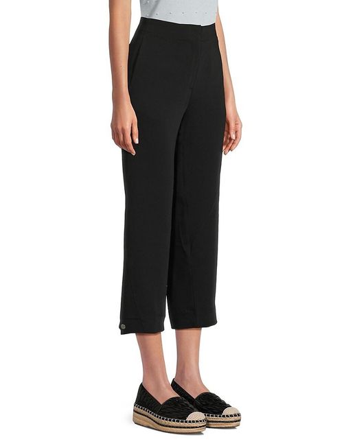 Karl Lagerfeld Black Tab-Bottom Cropped Pants