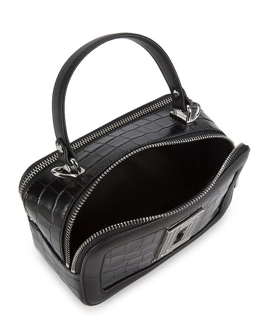 Karl Lagerfeld Black Simone Alligator-Embossed Crossbody Camera Bag