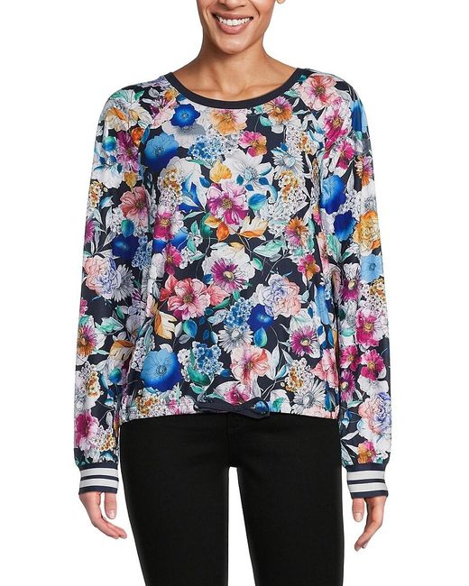 Johnny Was Blue Bee Active Floral Raglan Blouse