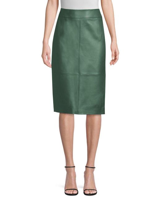 BOSS by HUGO BOSS Selrita Leather Pencil Skirt in Green | Lyst UK