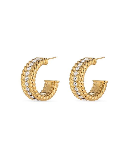 Eye Candy LA Metallic Luxe Anat Goldtone & Cubic Zirconia Hoop Earrings