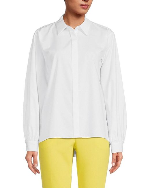 Calvin Klein White Solid Button Down Shirt