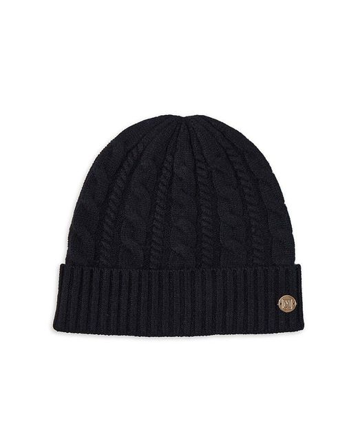 Bruno Magli Chunky Cable Knit Cashmere Beanie in Blue | Lyst