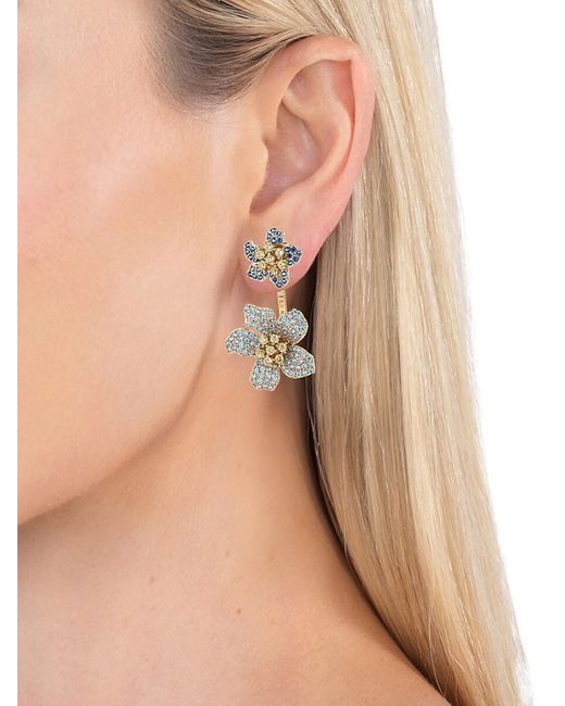 Eye Candy LA White Luxe 18k Goldplated & Cubic Zirconia Flower Drop Earrings