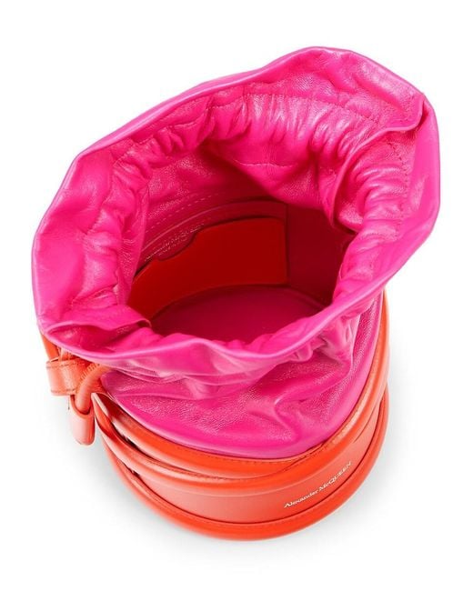 Alexander McQueen Pink Mini Curve Leather Bucket Bag