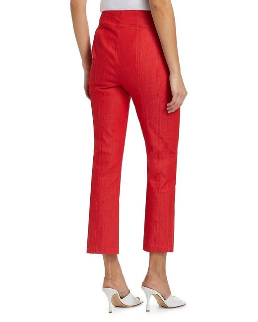 Cinq À Sept Red Loren Front-Zip Crop Pants