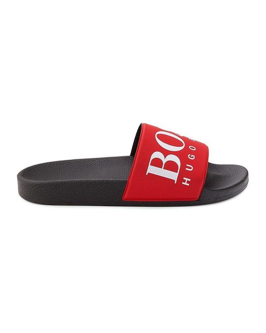 BOSS by HUGO BOSS Solar Logo Slides in Red for Men Lyst