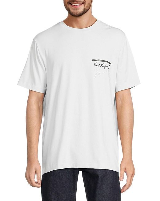 Karl Lagerfeld White Logo Pima Cotton Blend T-Shirt for men