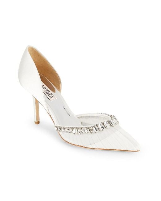 Badgley Mischka White Everley 89Mm Embellished D'Orsay Pumps