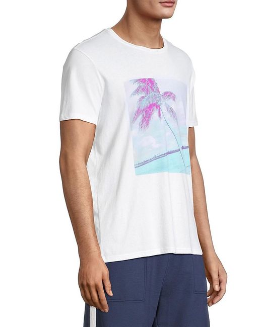 ATM White 'Palm Tree Crewneck Tshirt for men