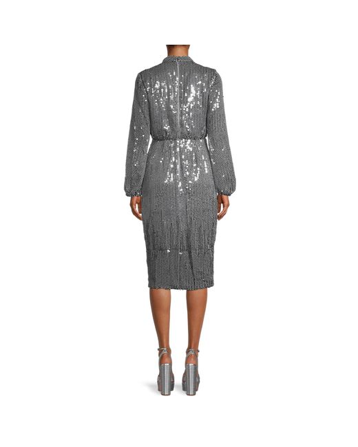 Ted Baker Synthetic Sequin-embellished Midi Dress in Gray - Lyst