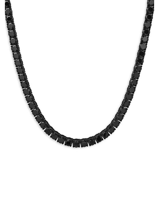 Anthony Jacobs Metallic Black Ip Stainless Steel & Simulated Diamond Tennis Necklace for men