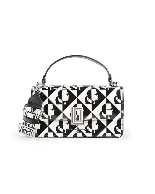 Karl Lagerfeld White Simone Monogram Leather Crossbody Bag