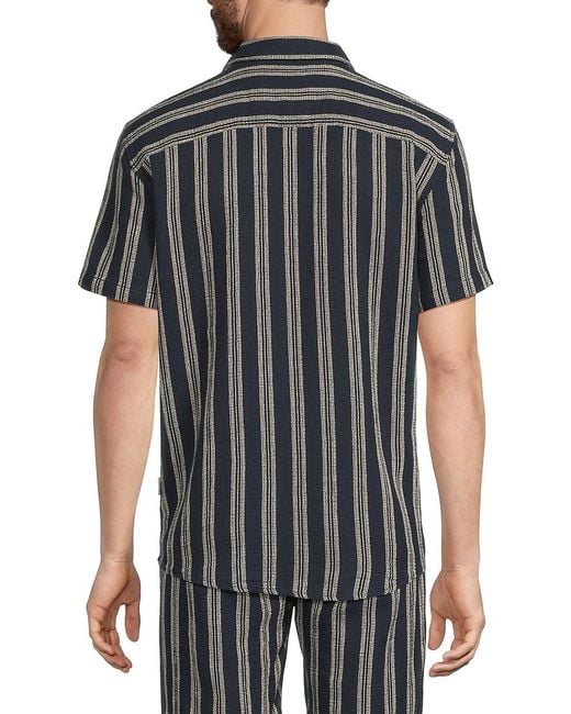 Blend Black Bhandi Striped Button-Front Shirt for men