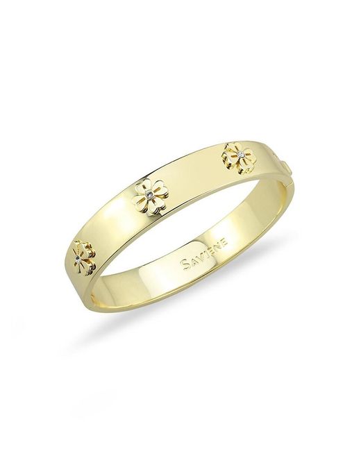 SAVIENE Metallic 18K Goldplated, Cubic Zirconia & China Crystal Bangle Bracelet