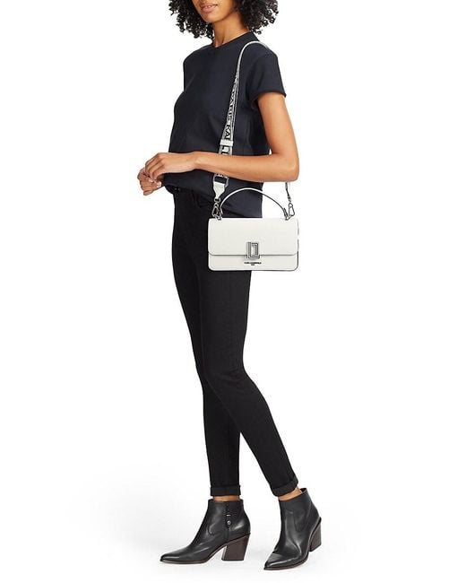 Karl Lagerfeld White Simone Leather Two Way Top Handle Bag