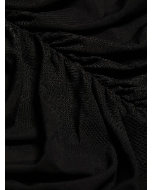 L'Agence Black Caprice Ruched Midi Dress