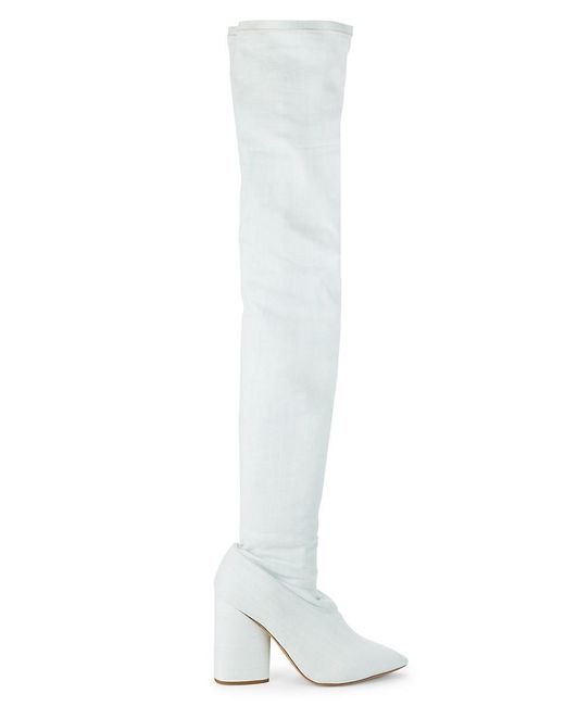 Yeezy White Over-the-knee Stretch Canvas Boots