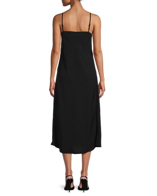 Bobeau Black Solid Slip Dress
