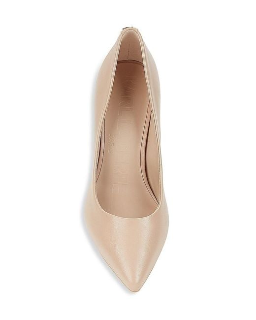 Karl Lagerfeld Natural 76Mm Glora Point Toe Leather Pumps
