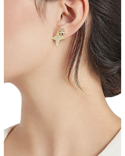 AREA STARS Metallic Crystal Bloom 14K-Dipped & Cubic Zirconia Star Stud Earrings