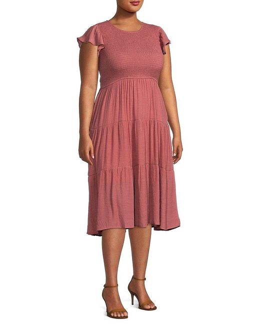 Blu Pepper Plus Smocked Midaxi Dress in Red Lyst