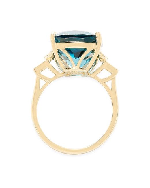 Effy Blue 14K, London Topaz & Diamond Ring