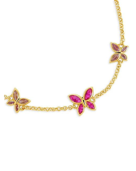 Sterling Forever Metallic Caria 14K Goldplated & Cubic Zirconia Butterfly Bolo Bracelet