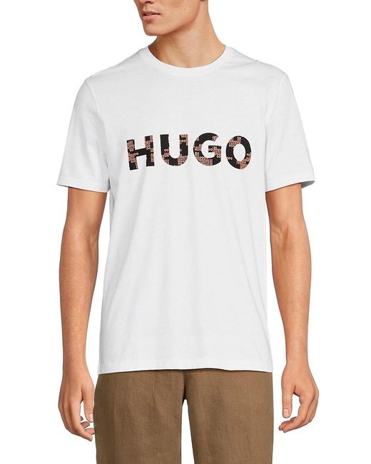 HUGO White Dunocyo Logo Tee for men