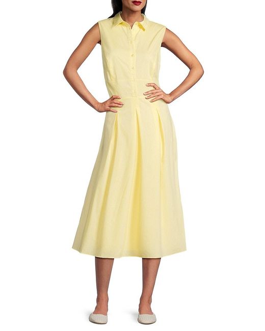 Saks Fifth Avenue Yellow A-line Midi Shirtdress