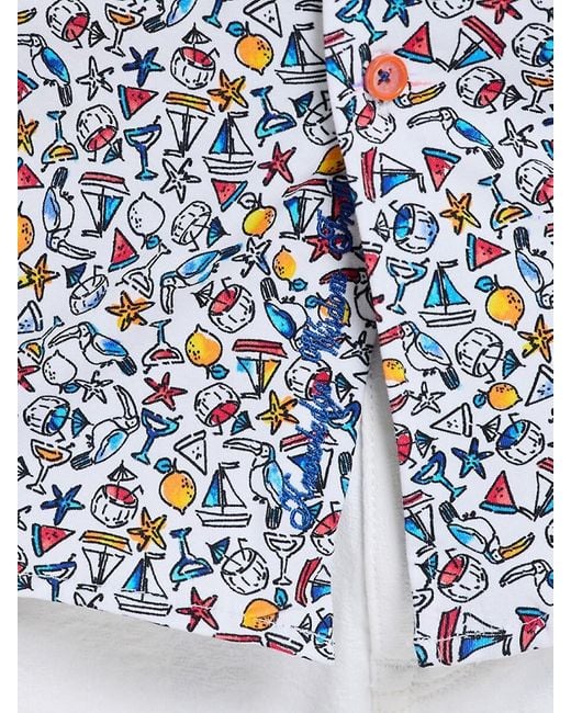 Robert Graham Gray Summer Sails Printed Cotton-Blend Shirt for men