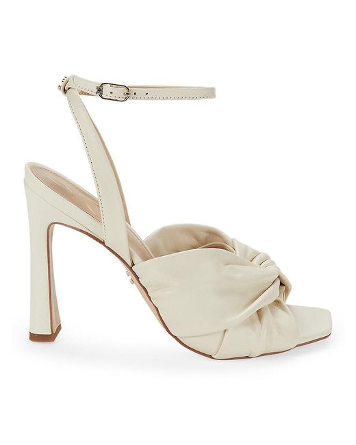 Sam Edelman White Knotted Leather Sandals