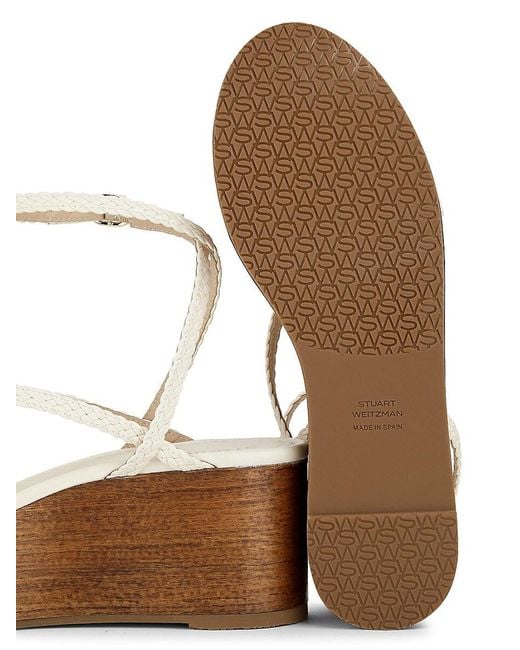 Stuart Weitzman White 60Mm Wovette Woven Leather Wedges