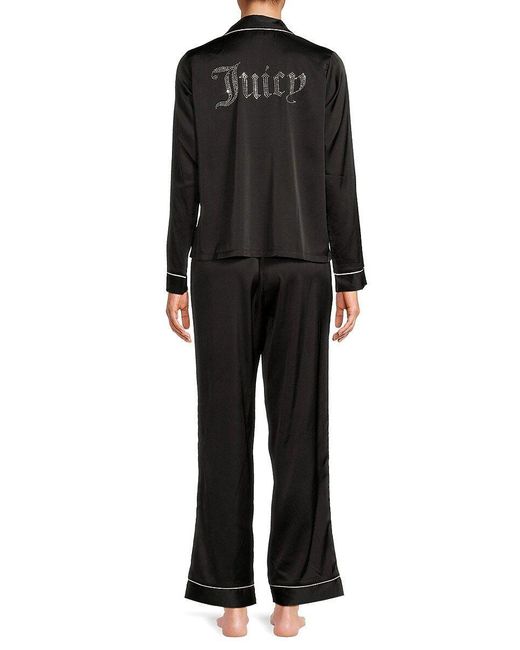 Juicy Couture 2-piece Satin Pajama Set in Black